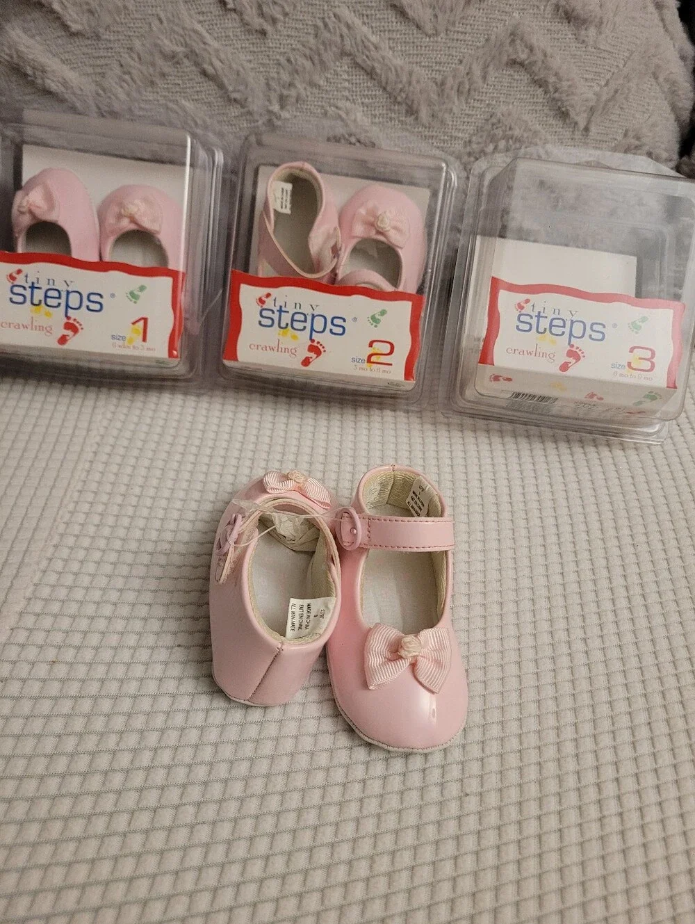 Pink Bow Mary Jane Baby Shoes, Size 1, 2 And 3